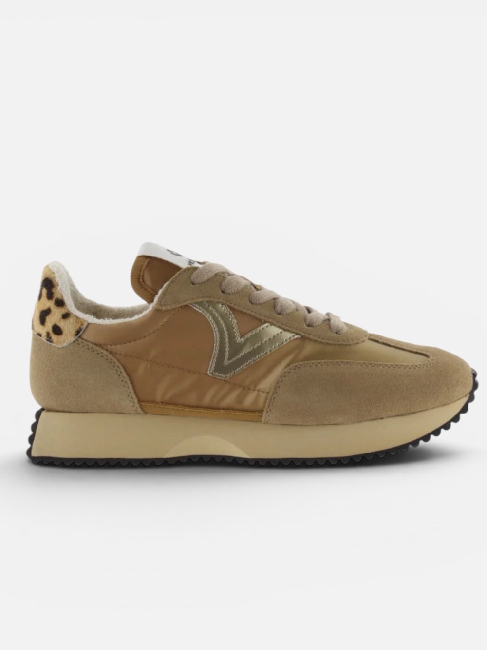 Victoria Cosmos Metal Leopard Sneaker in Camel Brown